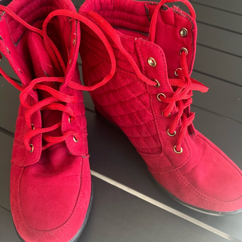 Forever 21 Red Quilted Sneakers - Picture 5 of 9